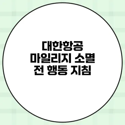 대한항공 마일리지 소멸 전 행동 지침