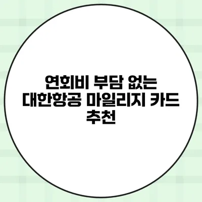 연회비 부담 없는 대한항공 마일리지 카드 추천