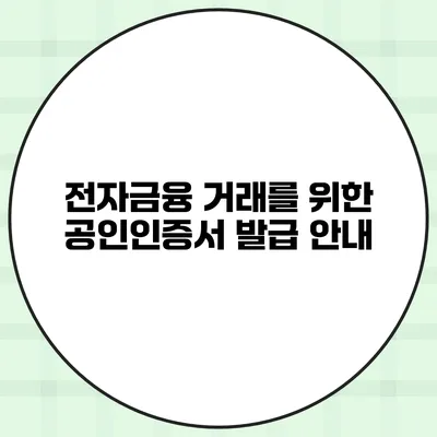 전자금융 거래를 위한 공인인증서 발급 안내